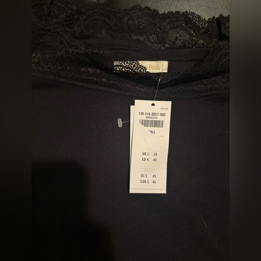 Abercrombie & Fitch Black Lace Trim Ribbed Bodysuit